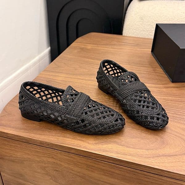 Designer Woven Slides Loafer Women 26SS Pre Collection High Quality Luxury Summer Flat Mules Sandal 1085