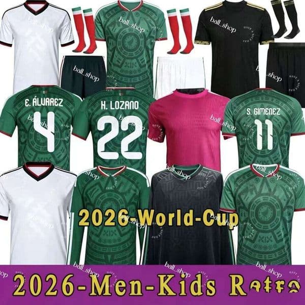 Mexico 2026 World Cup RAUL CHICHARITO Soccer Jersey LOZANO 26 27 H.LOZANO Kids Kit Football Shirts Women Top Goalkeeper Training Uniform Long sleeves