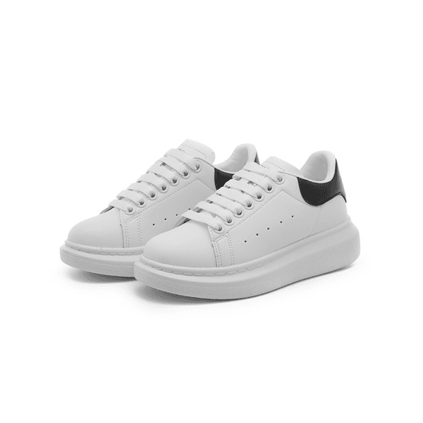 Men's Women's White Casual Sneakers, Height Increasing Genuine Leather Microfiber Couple Shoes