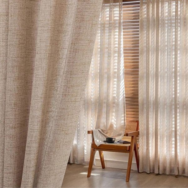 Sheer Curtains 1pc Japanese linen sheer curtain windproof breathable semi dark bedroom living room partition Mosquito prevention 260420