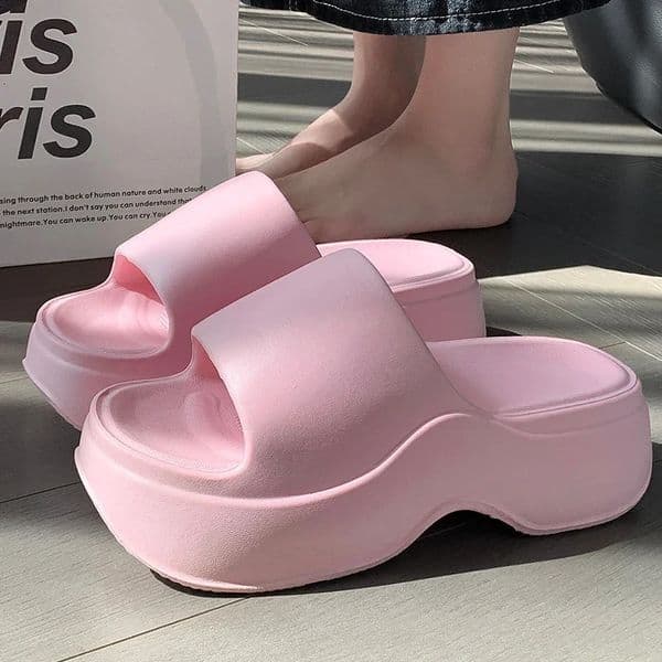 YNPO Solid Color EVA Platform Slippers Women Thick Sole Non Slip Beach Slides Sandals Lady Summer Soft Sole Wedge Heel Slipper 260422