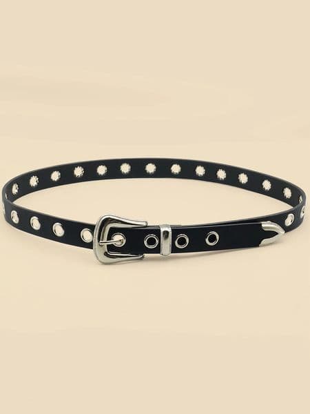 Classic Pu Material Black Belt Retro Hollow Womens Punk Y2K Style Versatile Casual Decoration 260422