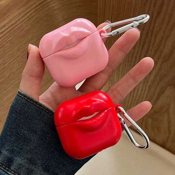 Europe America Creative InterestRed Lips Kiss Sile Shockproof Earphone Case For AirPods 1 2 3 4 Pro 2 Cover J260423