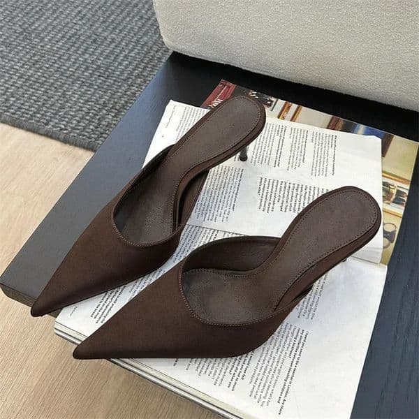 Eilyken Fashion Pointed Toe Women Slippers Concise Thin Low Heels Casual Dress Pumps Summer Slide Mules Shoes 260422