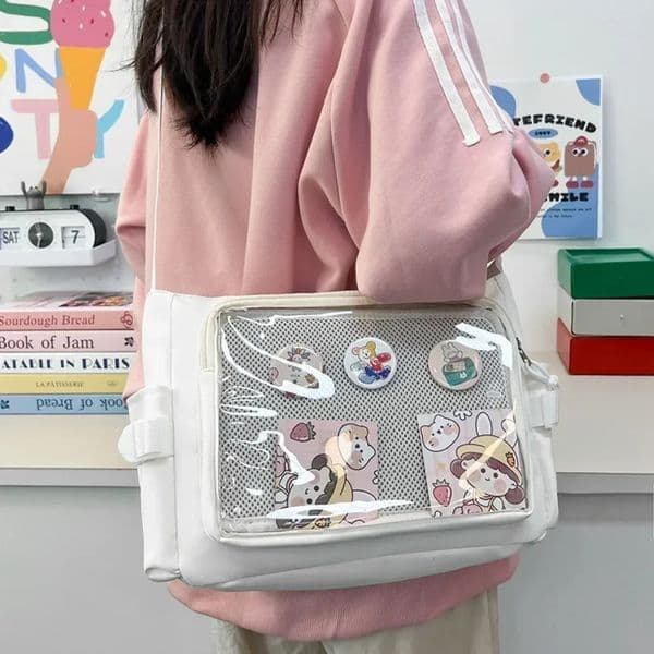 Preppy Style Candy Colour Cute Shoulder Bag Anime Expo Transparent Badge Display Messenger Women Doll Itabag Crossbody 260402