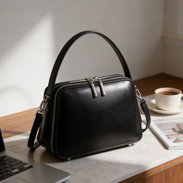 HIFASHION Smooth Cowhide Leather Top Handle Bag Casual Work Daily Small Shoulder Crossbody Purses Square Ladies Handbags 260422