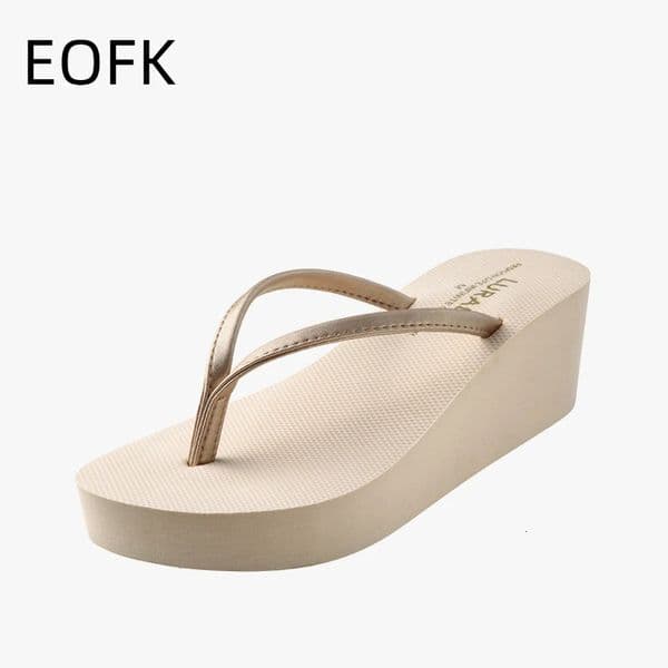 Womens Summer Beach Wedges Flip-Flops Lightweight Clip Toe Platform Sandals Woman High Heeled Outdoor Slides Orthopedic Shoes 260423