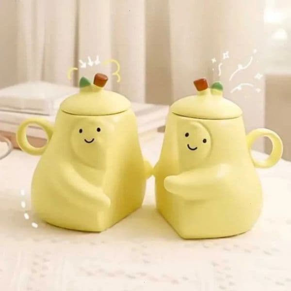 Designer Cup Couples Mugs Ceramic Shape Anti-Scald Mug coffee mug Never To Be Separated Hugging Pear Milk Water Cups Xmas Valentines Day Gift Tea 1 7 4