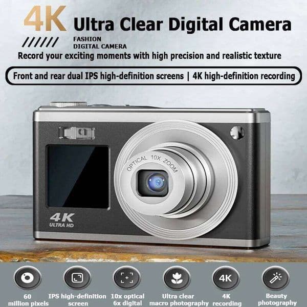 4K High-Definition Telescopic Lens Dual Screen Digital 16x Optical Zoom Waterproof Selfie Beauty Home Camera C23 26W0420