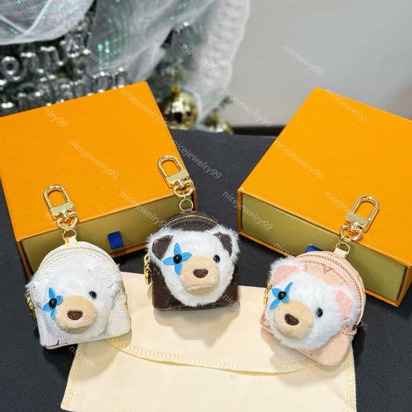 New Style Monogram Adorable Bear Bag Charm Bag Charm Little Bear Headphones Keychains Handbag Keyring Leather Pendant Ornament Fashion Accessories 11-7-3cm