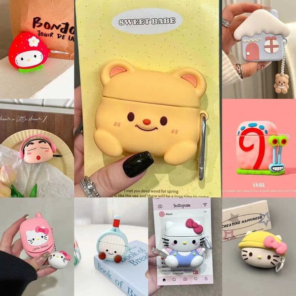 Cartoon Bear Earphone Cover for Airpods4 Wireless Bluetooth Earphone Case for Airpods 1 2 3 Pro2 Sile Cover J260423