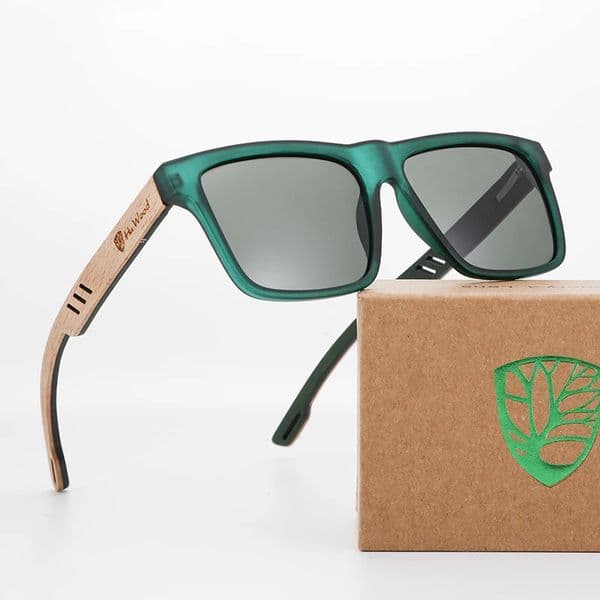 HU WOOD High Quality Square Sunglasses For Men Polarized UV400 Fashion Sunglass Mirror Sport sun glasses Driving oculos 260423