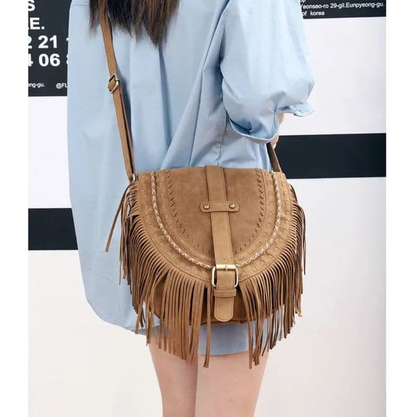 Maillard Womens Bag Retro Suede Surface Tassel Shoulder Crossbody Bags Small Daily Outfits Casual Bohemian Original n 260422
