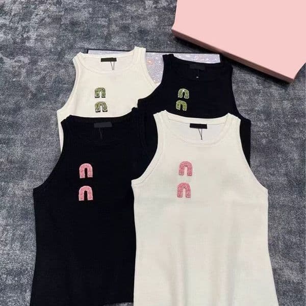 woman designer tank top women wet tank top womens t shirt Summer vest sleeveless womens Designer Embroidery Knitted Vest Sport Breathable Yoga Vest Tops