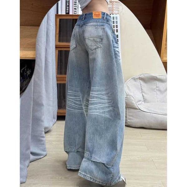 2026 Trendy Fashion Lady High Waist Jeans Korean Strtwear Girls Straight Leg Denim Trousers Lady Baggy Casual Daily Pants L260421