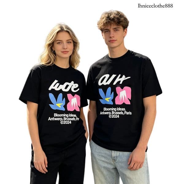 Tt Abstract Floral Print T-Shirt Men Women High Street Style Breathable Cotton Casual Tees 10