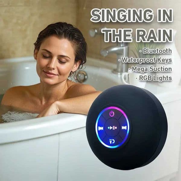 Portable Wireless Bluetooth 50 Speaker LED IPX4 Waterproof Loudspeaker Outdoor Bathroom Large Suction Cup Mini Stereo Sound Box Q260423