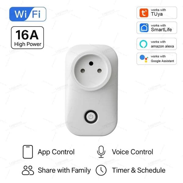 Tuya Smart Wifi Socket Israel Plug 16A Power Monitor Light Switch Smart Life Outlet Remote Control For Alexa Google Assistant 260410