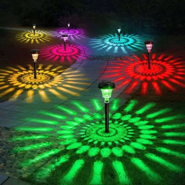 Pathway Outdoor Yard Lamp RGB Color Changing/Warm White IP67 Waterproof LED Solar Lights for Garden Path 26W0423