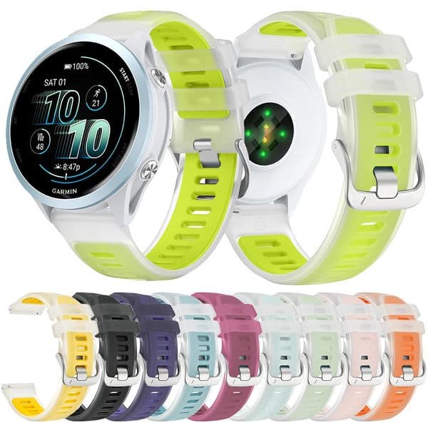 22mm 20mm Transparent Two-Tone Silicone Strap For Forerunner 570 265 255 165 55/Vivoactive 6 5 4/Venu Sport Band Bracelet 260422