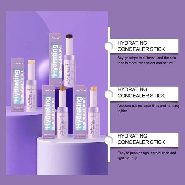 Concealer Makeup Stick, Lightweight Moisturizing Texture, Natural Long Lasting Coverage, Face Highlight Contour Shaping, Gentle Daily Facial Makeup for Women