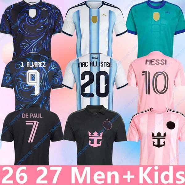2026 World Cup Argentina soccer Jerseys MESSIS 25 26 27 Miami Football Shirts GARNACHO DE PAUL National Team MARTINEZ KUN AGUERO Maradona Men kids kit Football Shirts