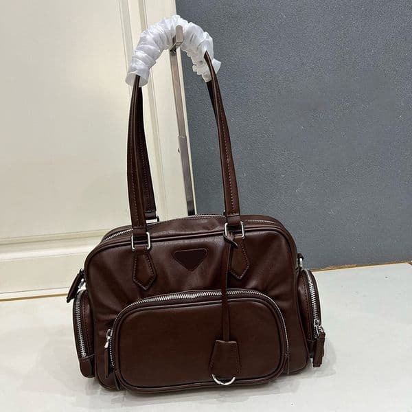 Fashion Genuine Italian Calfskin Leather Shoulder Tote Bag Designer Bags 2026 Totebag Luxury Multi-Pocket Functional Crossbody Beach Bag Designer Motorcycle Bag