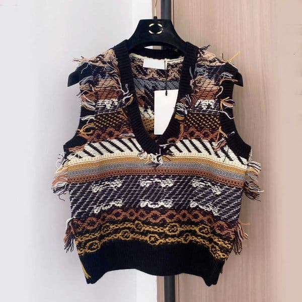 Women's Vests Designer Women short sleeveless knitted vest slim fit fashionable and versatile sweater 1M9C