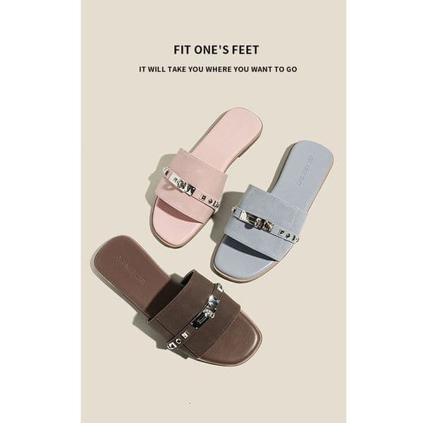 HZGUSIFU Hot new free shipping designer slippers for womens flat sandals brown pink blue Fashionable and versatile Flat bottomed beach mop
