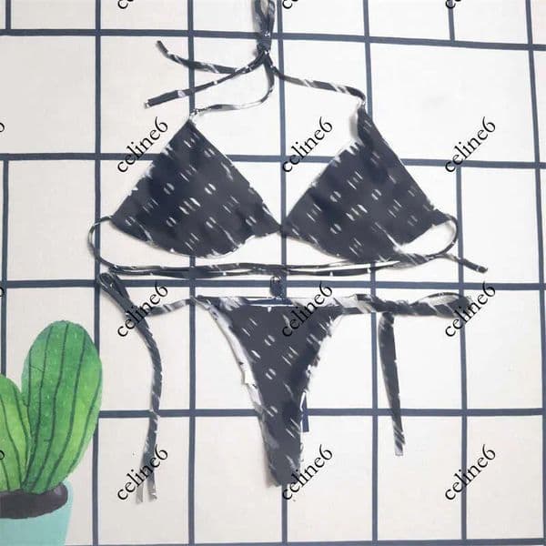 Bikini designer swimwear Women fashion letter logo prints set Bandage Bathing Suits Halter bra Triangles Panties Sexy swimsuit S-XL