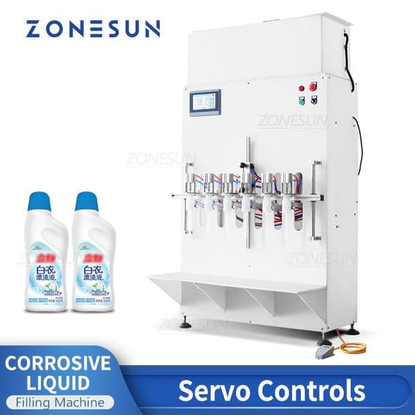 ZONESUN ZS-YTCR6 Corrosive Liquid Filling Machine Bottle Filler for Kitchen Cleaner Disinfectant Acid Alkali Sanitizer Bleach Packing