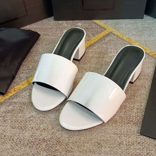 Designer Women Heels Block Heels Slip-On Classic Luxury Sandals Saint Leather Buckle Metal Letters Elegant Summer Sexy Party Wedding Dress Shoes Sandals Slides