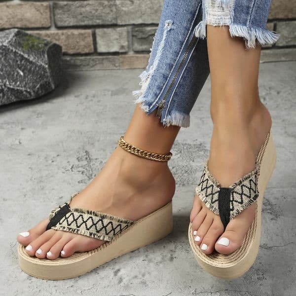 Womens fashion trend anti-slip wear soft sole high heel flip-flops 260423