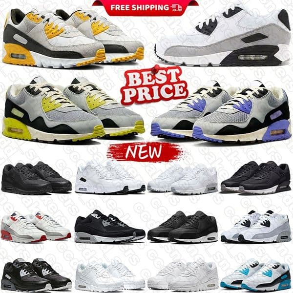 Designer running shoes 90 90s men casual shoes women outdoor sports shoes casual breathable outdoor running black Blue silver size 36-46