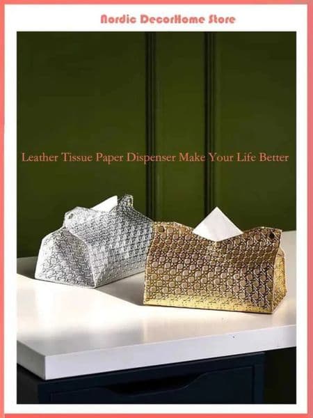 Luxury Designer Decor room Nordic Home Living Room Decoration Luxury Gold Leather Box Napkin Paper Dispenser Toilet Tissue Holder Decoration 1 7 4