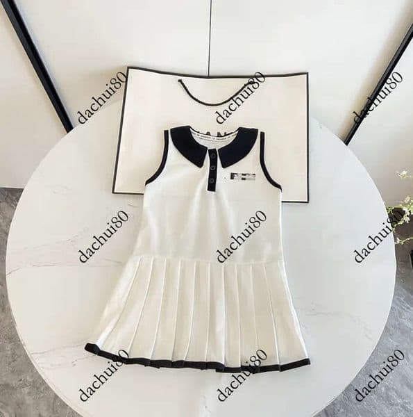New summer Korean-style sleeveless POLO pleated for girls, college style, cute and elegant children's dress 99