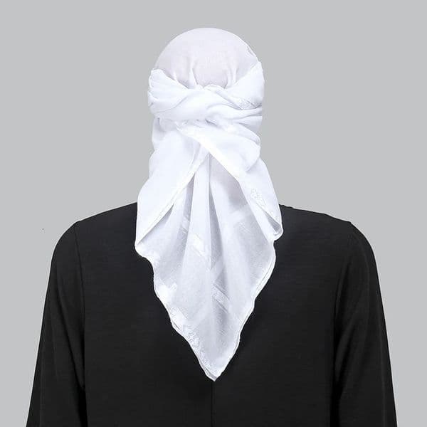 White Arab Square Scarf for Women Men Muslim Shawl Headwrap Plaid Stripe Printed Neck Cover Outdoor Windproof Sandproof Scarves 260422