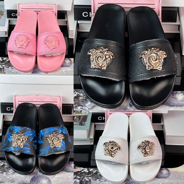 2026 Designer slippers summer Men's Women's Sandals Black and Pink Classic Slide, Head Genuine Leather, Rubber size 35-45
