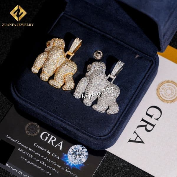 Hot Sale Fashion VVS1 Moissanite Pendant Gorilla Pendant 925 Silver Pendant Ice Out Moissanite Pass Diamond Tester with GRA