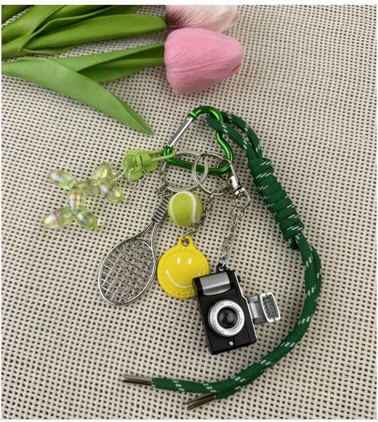 summer green series Backpack decoration Mini camera smiling face Balloon Dog Key Chain Pendant 260422
