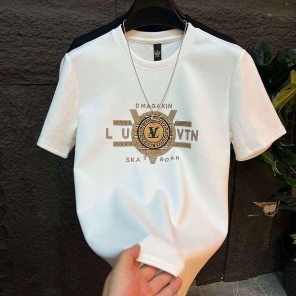 European-Style Printed Round-Neck Fashion Short-Sleeve Men's Autumn New Slim-Fit Trendy Top T-Shirt Asia Size