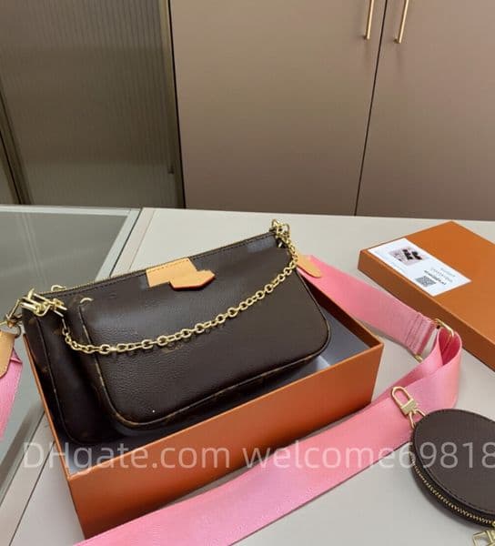 Shoulder Bags Top Designer chain Shoulder Bag Women Leather Denim Crossbody bags Luxury Brand Clutch Tote Purse Brown Flower Handbag