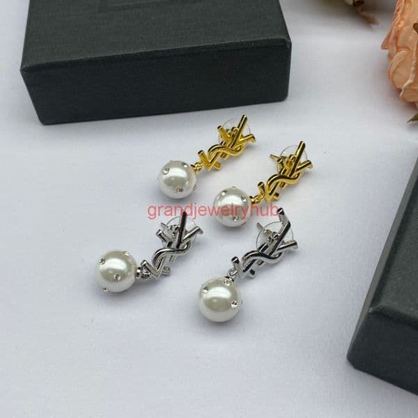 luxury jewelry yslly yslism St Earrings Y Pearl Letter Earrings for Women Earrings Brass Jewelry