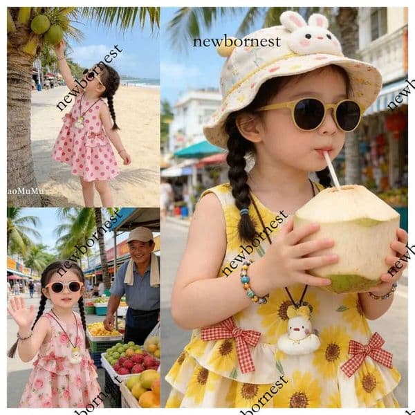 2026 New Style Fresh and Chic Girls' Summer Beach Vacation - Colorful Oil Painting Sleeveless Backless Dress for Children X260331