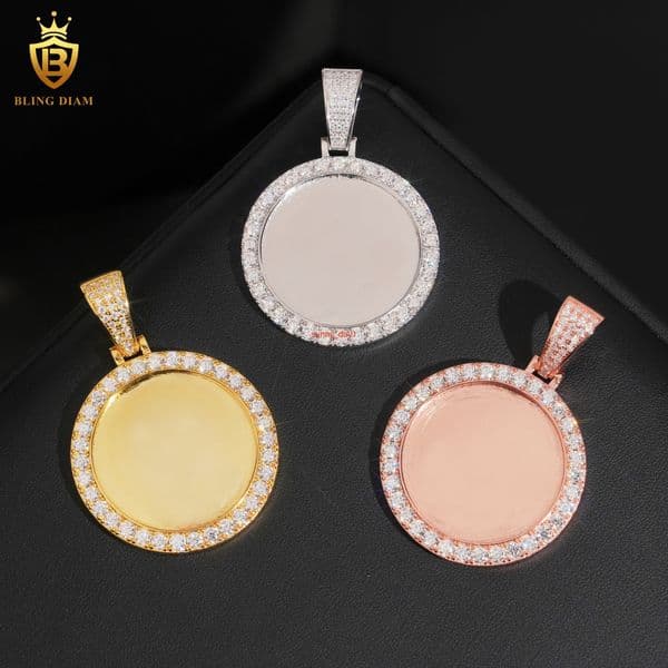 Custom Jewelry Picture Memory Photo Circle Pendants 15inch Charm Vvs Moissanite 925 Sterling Silver Waterproof