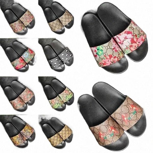 free Shipping Sandals famous designer women platform slippers Blooms Flower Tiger Bee Canvas Flat Gear Bottom Slides Shoes Sliders Flip Flops womens c k0Te#