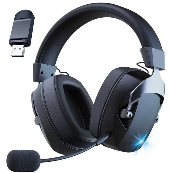 Gaming Headset with Detachable Noise Cancelling Microphone24G Bluetooth-USB-35mm Wired Jack 3 Modes for Multi-device J260423