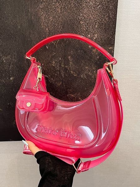 Small Semicircle Saddle Crossbody Bag Women High Quality Transparent Clear Shoulder Bag With Coin Purse Fashion Jelly Bag