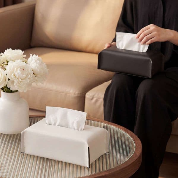 2026 New High-End Leather For Home, Desktop, Office, And Car Use, Simple Desktop Storage Tissue Box Free Shipping