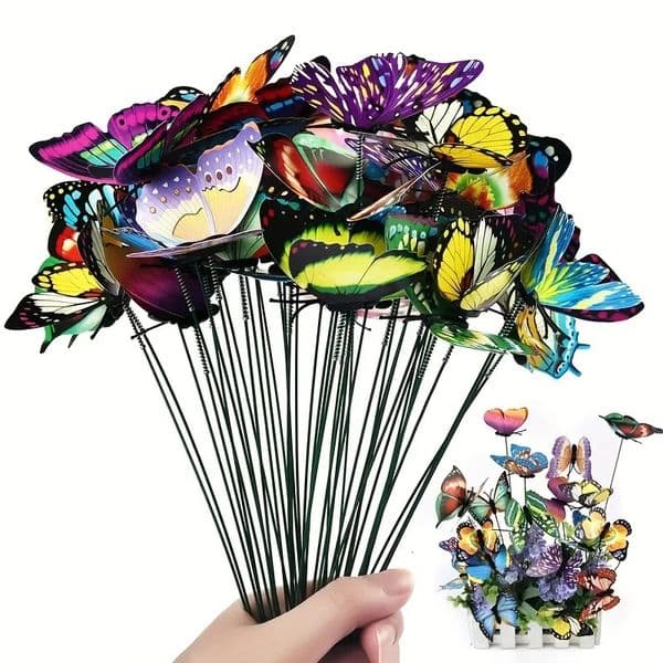 24pcs Glow In The Dark Luminous Butterfly Stakes Perfect For Outdoor Garden Lawn Decoration 260423